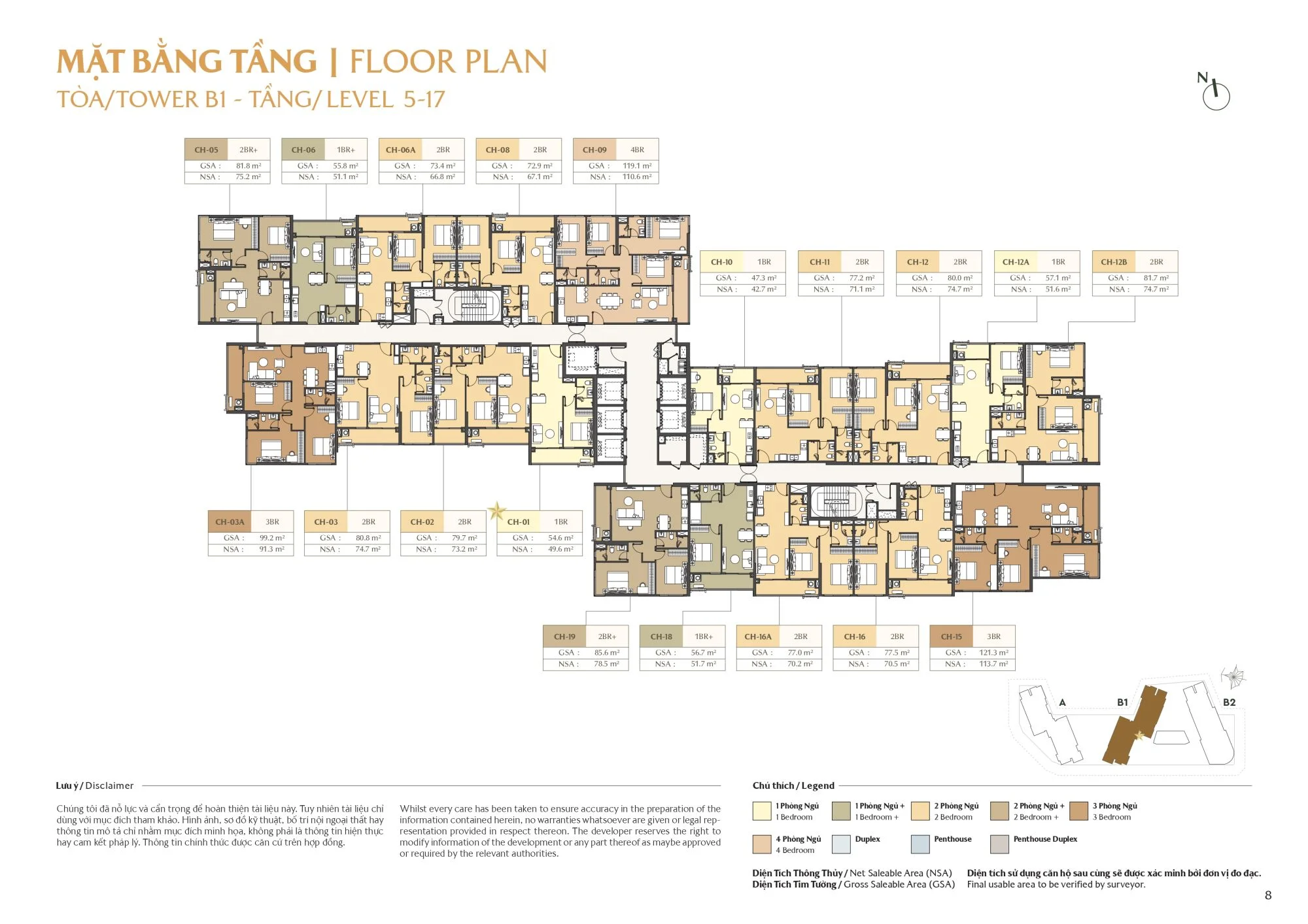 mặt bằng tầng 5-17