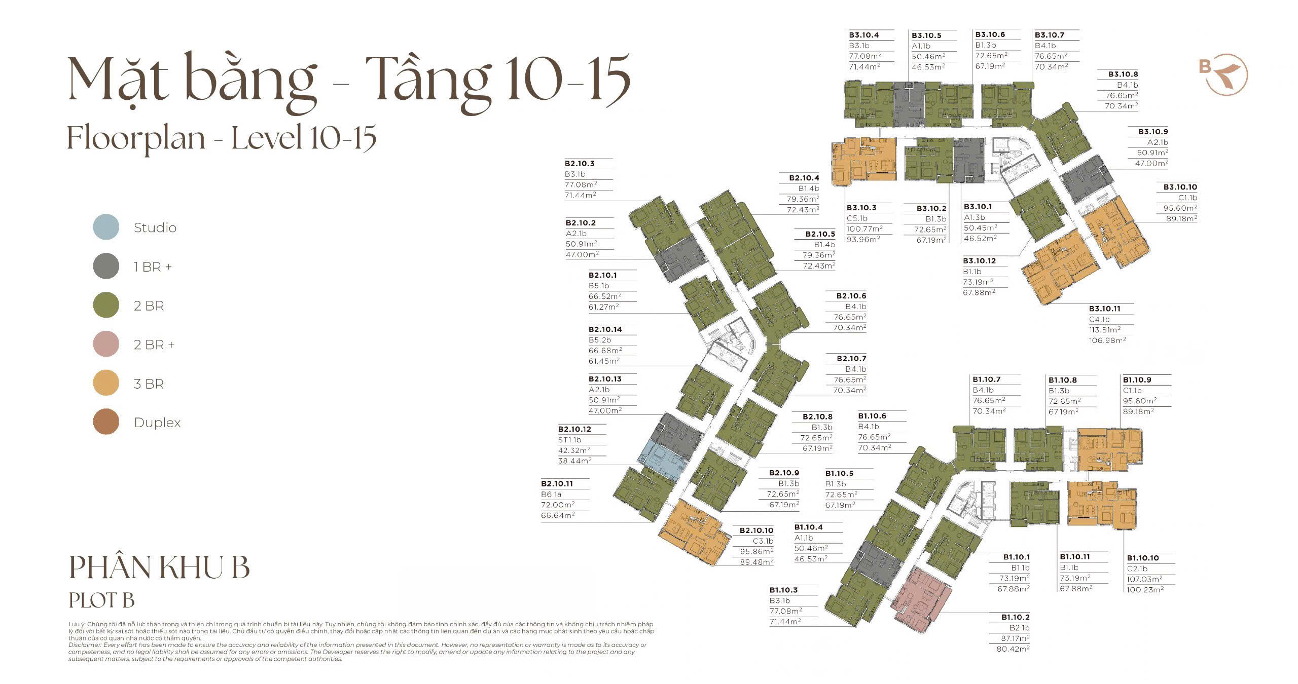 mặt bằng tầng 10-15