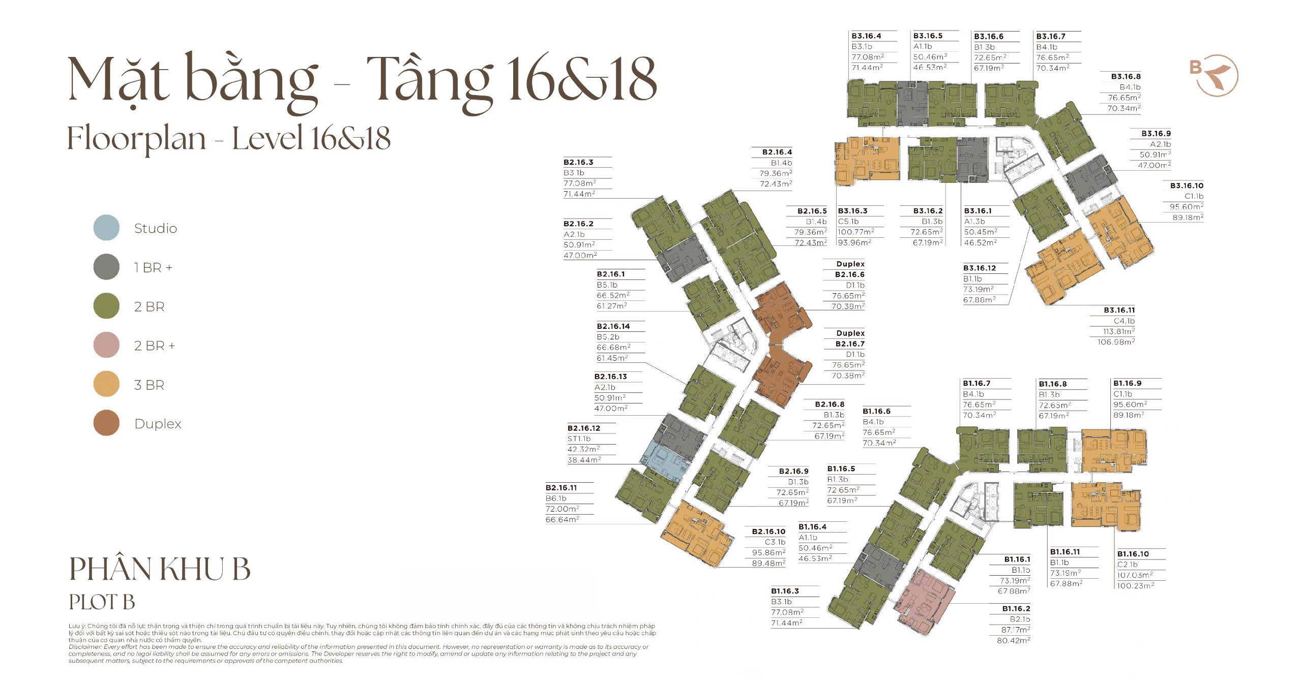 mặt bằng tầng 16 và 18