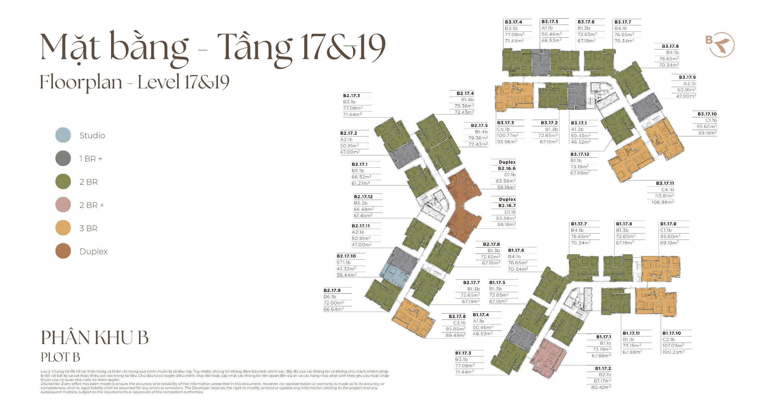 mặt bằng tầng 17 và 19