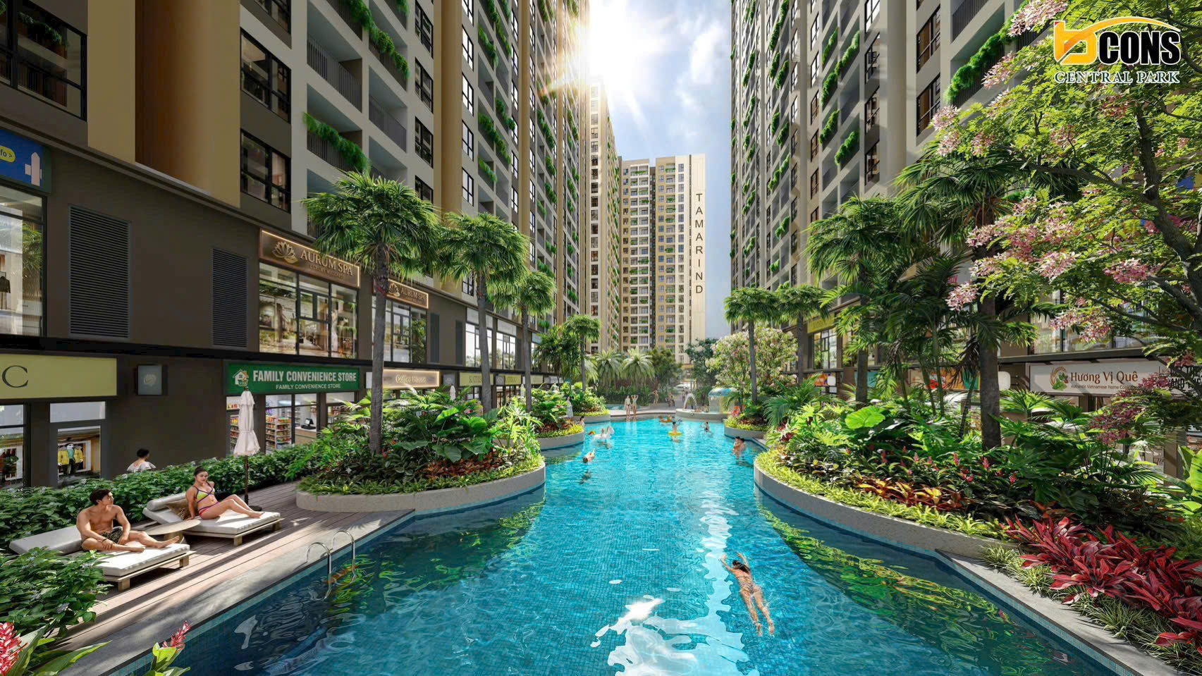 tiện ích hồ bơi bcons central park