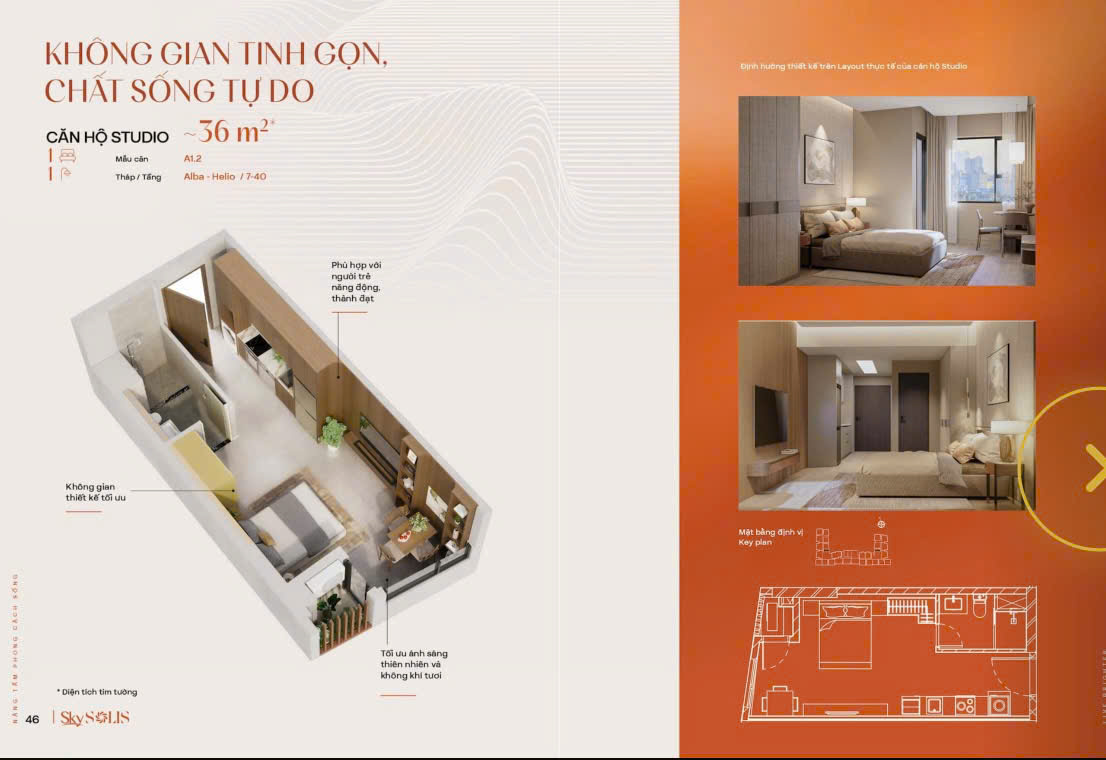 thiết kế căn studio 36 m2