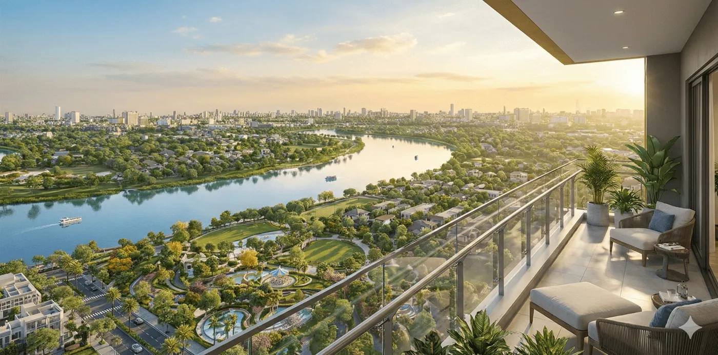 góc nhìn từ ban công dự án serena riverside